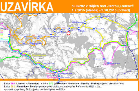 Rekonstrukce uzavře úsek silnice v Hájích nad Jizerou